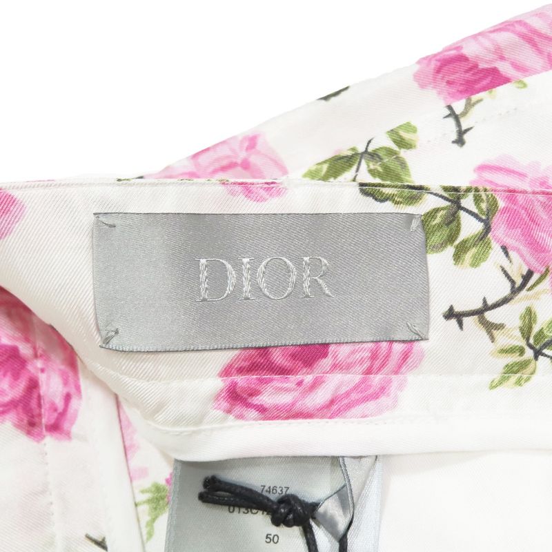 Unused 22aw DIOR Short Half Pants Floral Rose Semi Wide Silk Pants 293c170b5680