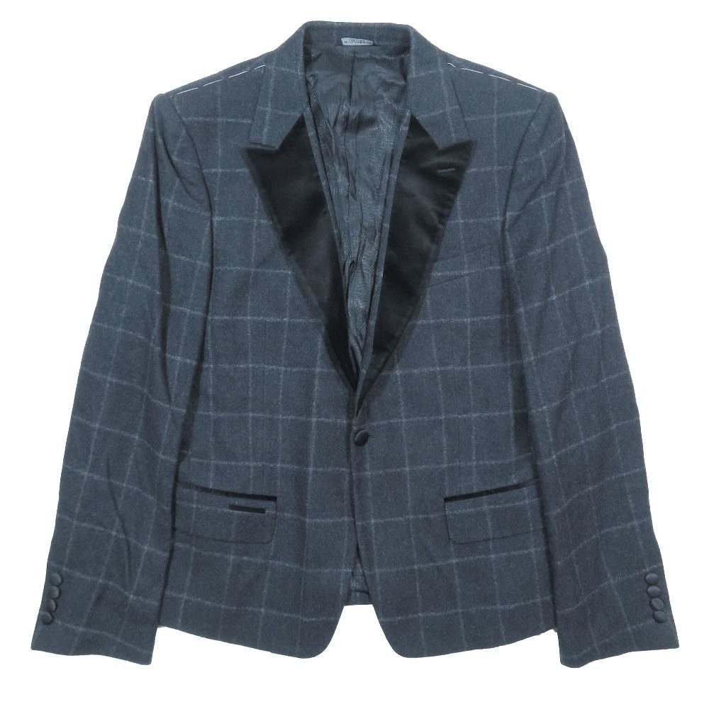 Dolce & Gabbana Tuxedo Tailored Jacket Wool Velour Contrast Plaid Pattern Black