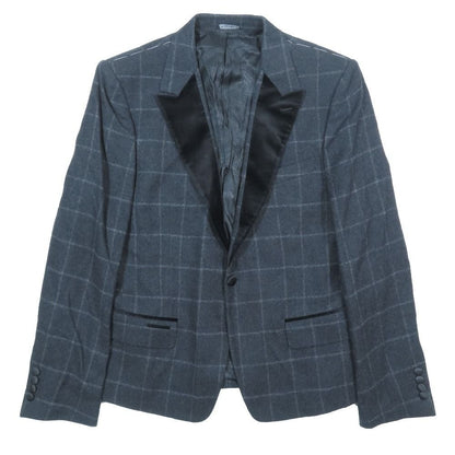 Dolce & Gabbana Tuxedo Tailored Jacket Wool Velour Contrast Plaid Pattern Black