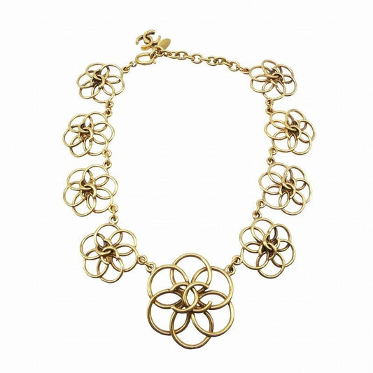 Chanel Vintage Coco Mark Choker Necklace Flower Motif Multiple Rings