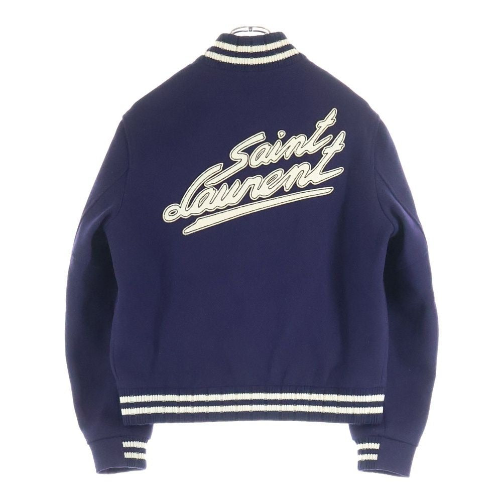 Saint Laurent Paris Back Logo Leather Patch Varsity Jacket Stadium Jumper