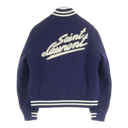 Saint Laurent Paris Back Logo Leather Patch Varsity Jacket Stadium Jumper