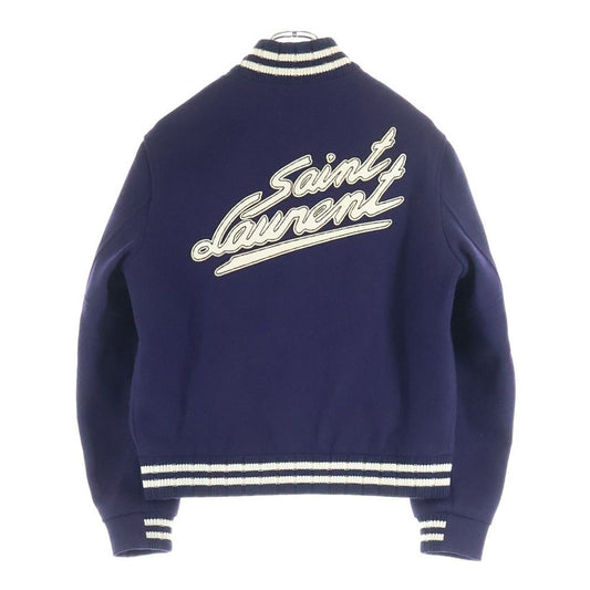 Saint Laurent Paris Back Logo Leather Patch Varsity Jacket Stadium Jumper