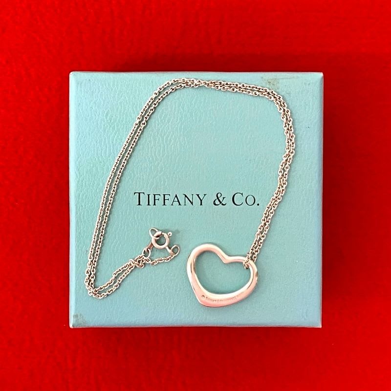 Tiffany & Co Open Heart Motif Silver 925 Necklace Pendant Accessori