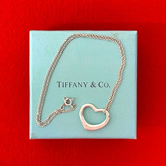 Tiffany & Co Open Heart Motif Silver 925 Necklace Pendant Accessori
