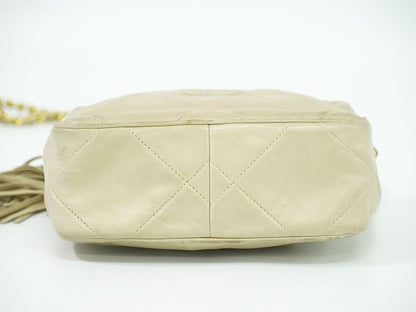 Authentic Chanel Coco Mark Matelasse Tassel Chain Shoulder Bag Lambskin Leather