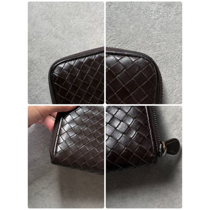 Bottega Veneta Round Zipper Long Wallet Intrecciato Calf Leather Dark Brown Men — view 10