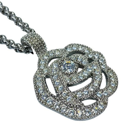 Christian DIOR Necklace Pendant Accessory Jewelry Small Item Rose Flower Motif
