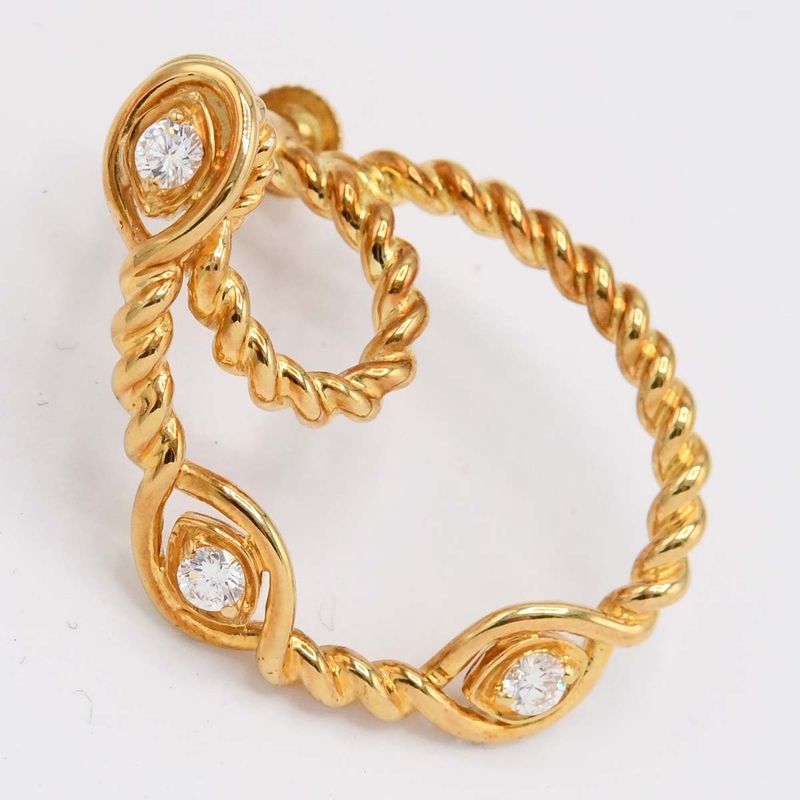 Christian DIOR Earring 18K 750 D0.15 Approx 7.5g Gold Accessories Ladies With