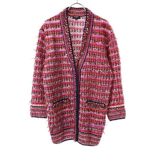Chanel 22a Silk Blend Alpaca Mohair Knit Cardigan P73014k10502 Pink 36