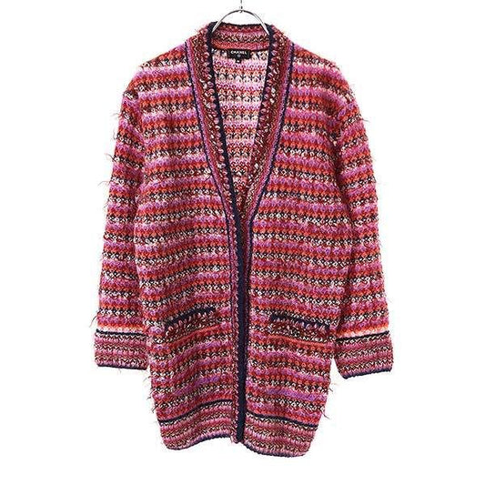 Chanel 22a Silk Blend Alpaca Mohair Knit Cardigan P73014k10502 Pink 36