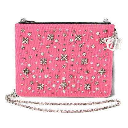 Christian Dior Chain Shoulder Bag Clutch Pouch Rhinestone