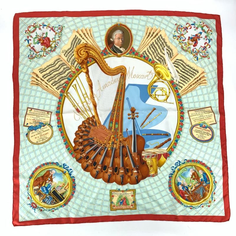 Hermes Carre 90 Wolfgang Amadeus Mozart Hymn To Mozart Silk Scarf