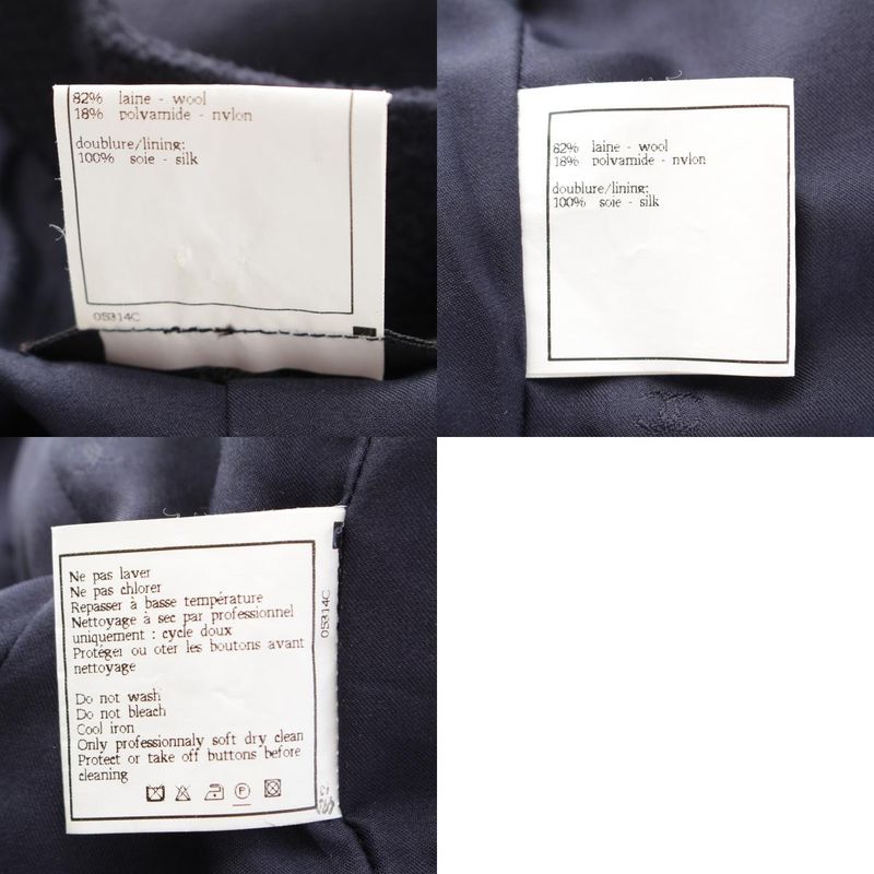 Chanel 97P Wool And Nylon Collarless Jacket Skirt Set-up P07187v05407 Navy 36
