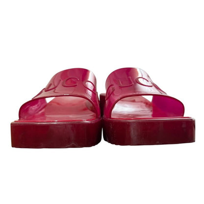 Gucci Rubber Logo Sandals 24.5cm (9.65in) Equivalent Red Women's Used