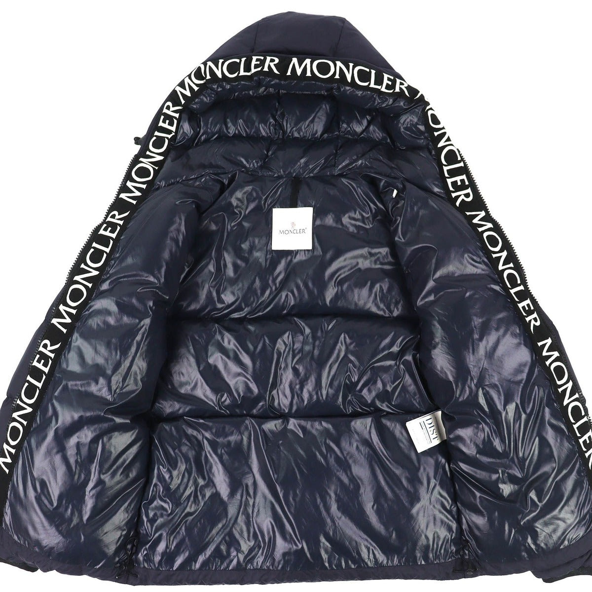 Moncler Logo Embroidered Hooded Wzip Down Jacket Navy 1 — view 3
