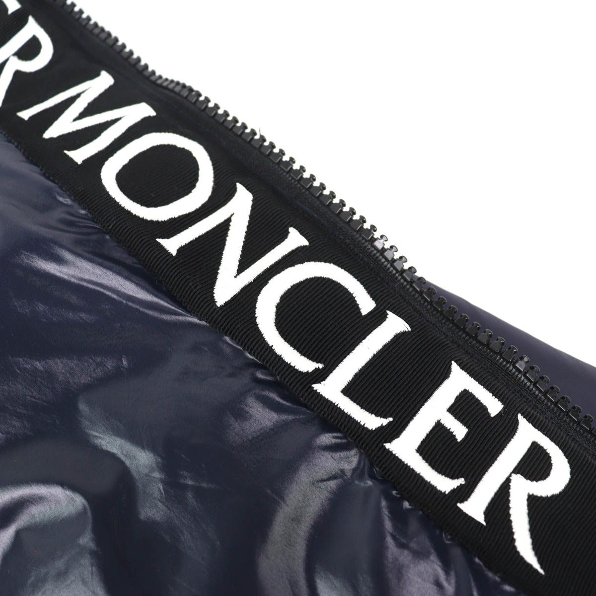 Moncler Logo Embroidered Hooded Wzip Down Jacket Navy 1 — view 5