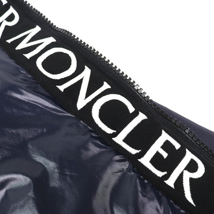 Moncler Logo Embroidered Hooded Wzip Down Jacket Navy 1 — view 5