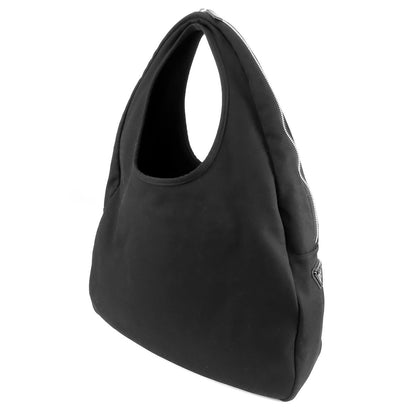 Prada Hobo Embossed Logo Black Canvas Canapa Shoulder Bag — view 2