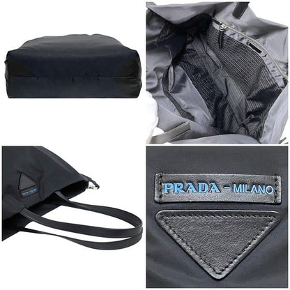 Prada Tote Bag Black NERO Excellent Condition Nylon Leather Preowned 255