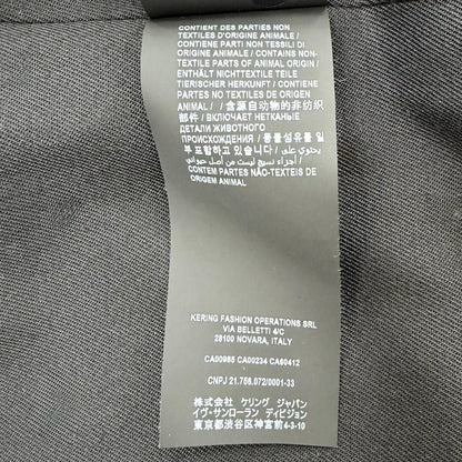Saint Laurent Paris Logo Button Leather Trench Coat with Belt Black 36 — view 11