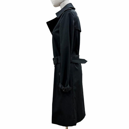 Saint Laurent Paris Logo Button Leather Trench Coat with Belt Black 36 — view 2