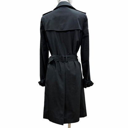 Saint Laurent Paris Logo Button Leather Trench Coat with Belt Black 36 — view 3