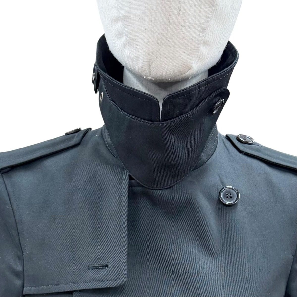 Saint Laurent Paris Logo Button Leather Trench Coat with Belt Black 36 — view 4