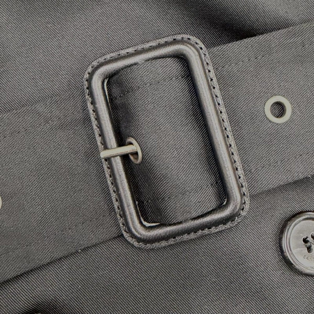 Saint Laurent Paris Logo Button Leather Trench Coat with Belt Black 36 — view 6