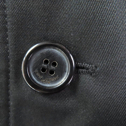 Saint Laurent Paris Logo Button Leather Trench Coat with Belt Black 36 — view 7
