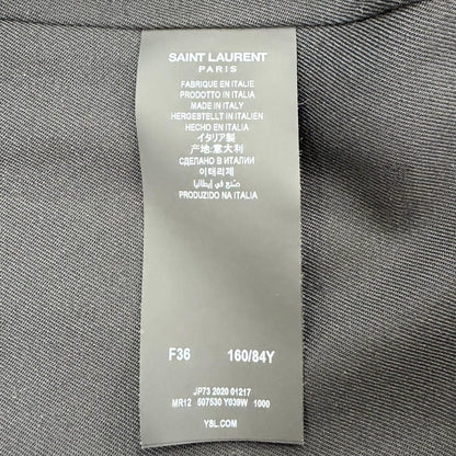 Saint Laurent Paris Logo Button Leather Trench Coat with Belt Black 36 — view 9