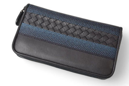 Bottega Veneta Wallet Bottega Veneta Long Wallet With Round Zipper Navy Multi
