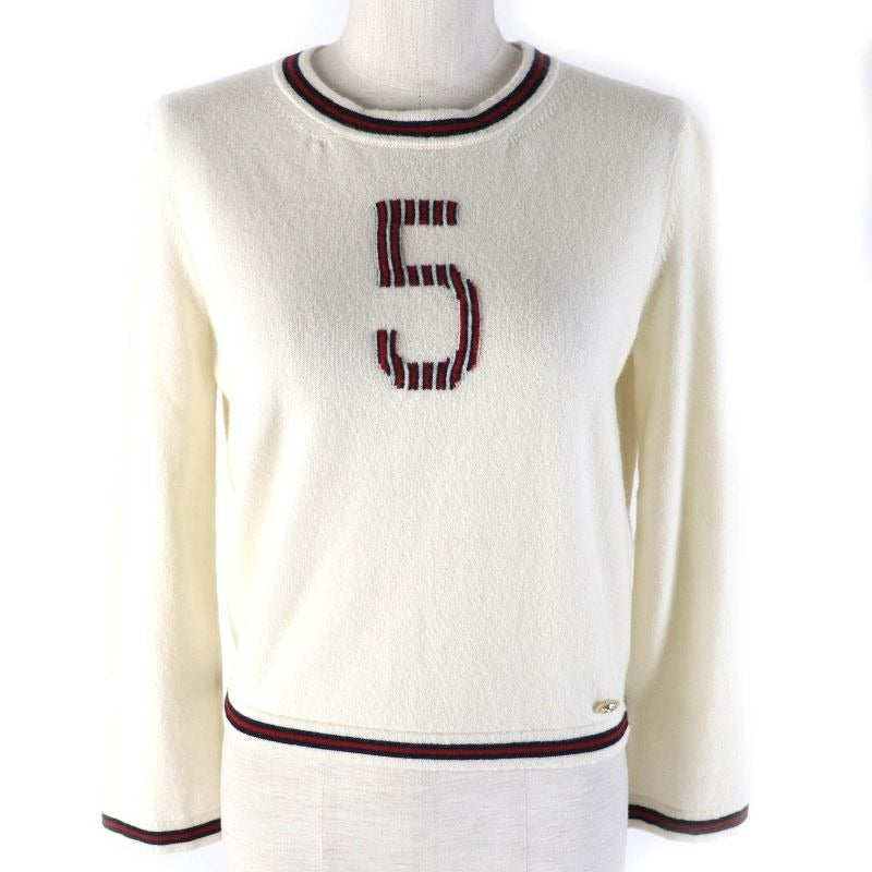 Chanel No5 100% Cashmere Coco Mark Point Crew Neck Octavo Sleeve