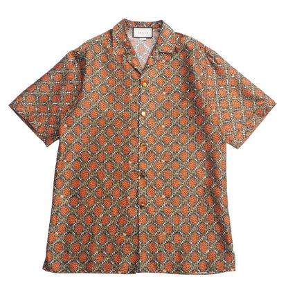 Gucci Short Sleeve Shirt Size 46 (170 88A) GG Logo Open Collar Shirt Made In