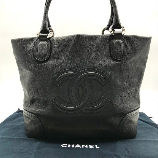 Chanel CC Logo Jumbo CC Soft Caviar Leather Hand Tote Black