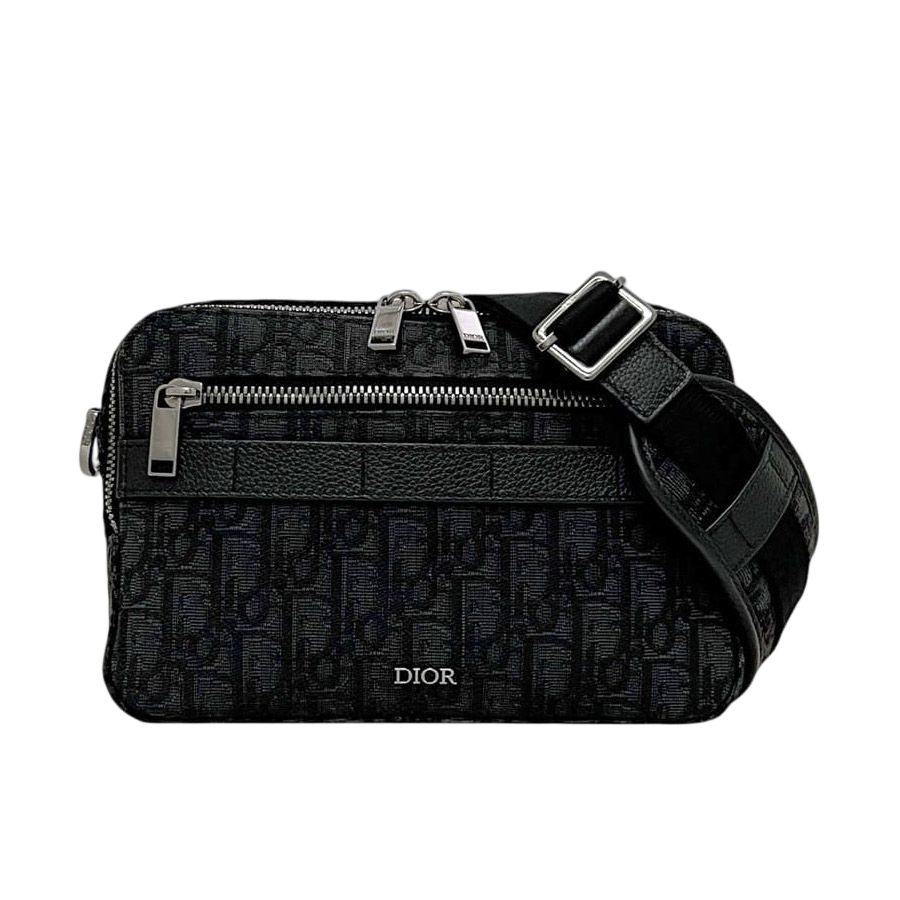 Dior Shoulder Bag Safari Messenger Black Oblique Crossbody Canvas Leather