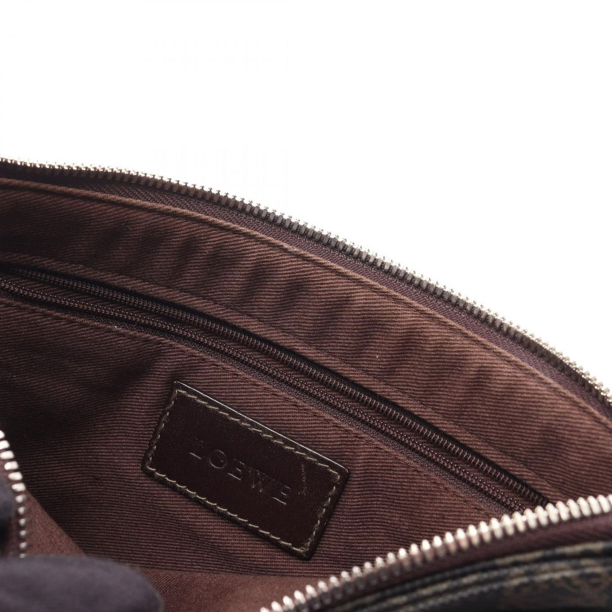 Loewe Shoulder Bag Repeat Anagram Gray Brown Canvas Leather — view 13