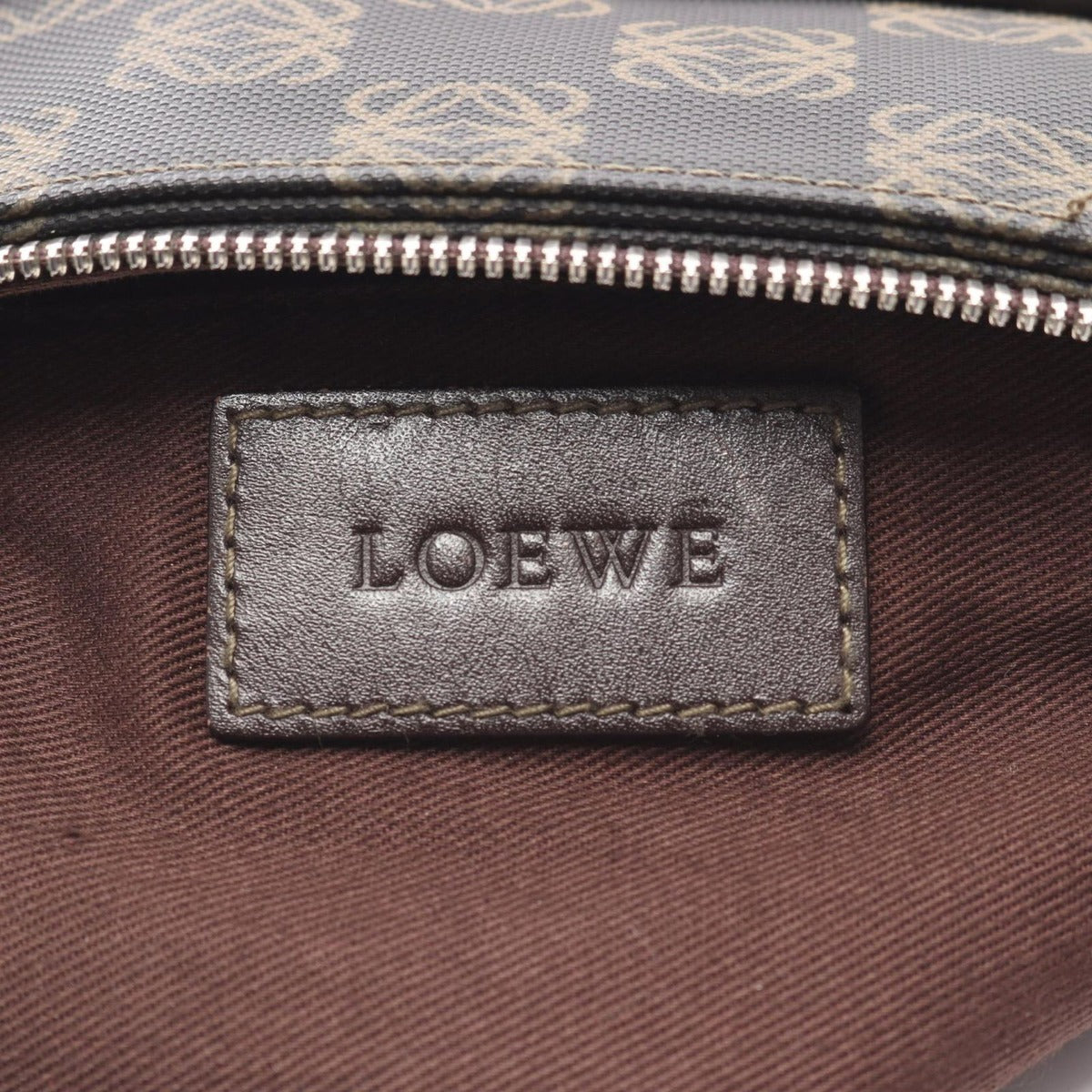 Loewe Shoulder Bag Repeat Anagram Gray Brown Canvas Leather — view 4