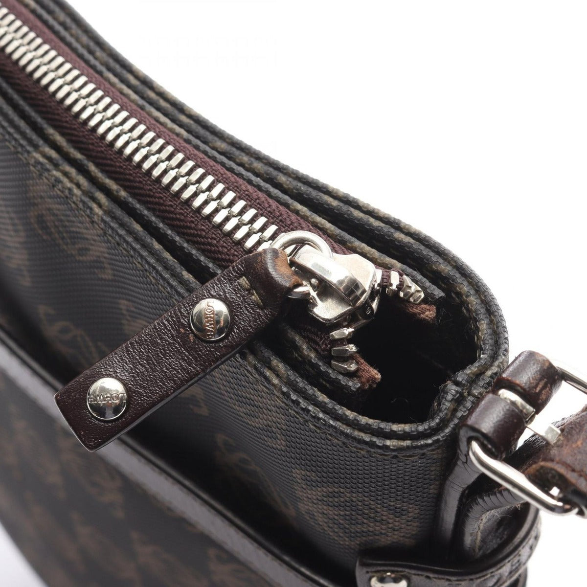 Loewe Shoulder Bag Repeat Anagram Gray Brown Canvas Leather — view 10