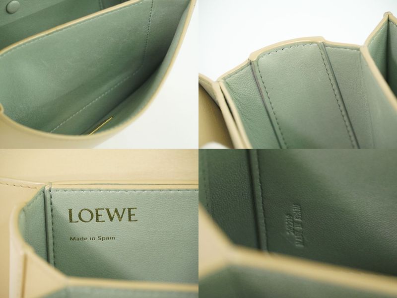 Authentic Loewe Goya Small Shoulder Bag Pochette Leather Beige Goya Bag