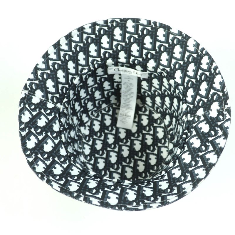 Christian DIOR 22SS 22vic923i130 Polyester Cotton Check Oblique Bucket Hat Navy