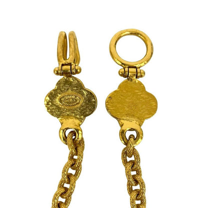 Chanel Vintage Coco Mark Clover Motif Necklace Pendant 96A