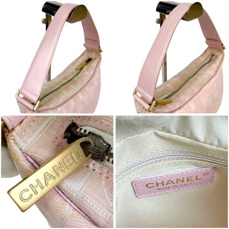 Chanel New Travel Line Mini Handbag Accessory Pouch Nylon Canvas Pink Coco Mark