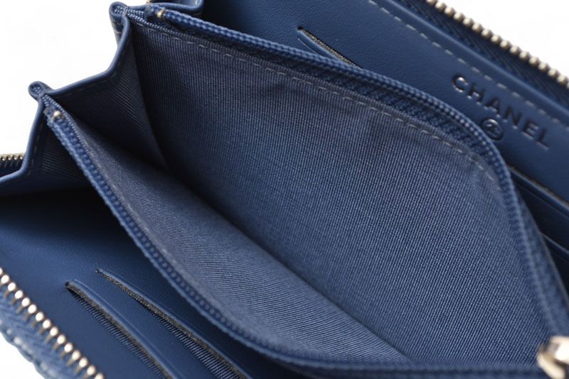 Chanel Wallet Fold Chanel Wallet A81973 Coco Mark Deauville Blue Tweed
