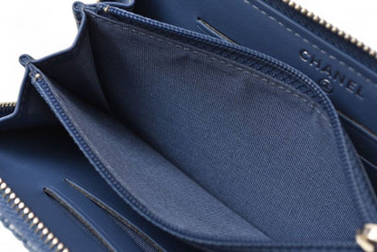 Chanel Wallet Fold Chanel Wallet A81973 Coco Mark Deauville Blue Tweed