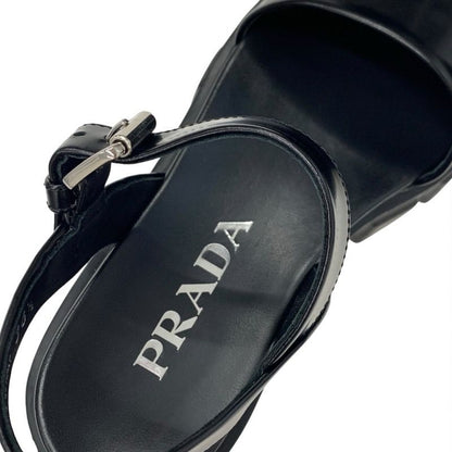 Prada Monolith Sandals Shoes Leather Black Logo Platform Strap