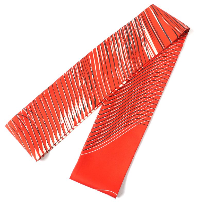 Hermes 100% Silk Snood Scarf Neck Warmer Orange White Black With Box Made In