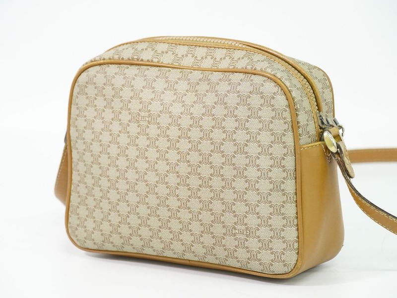 Authentic Celine Macadam Shoulder Bag Pochette PVC Beige Macadam Bag Pre-owned