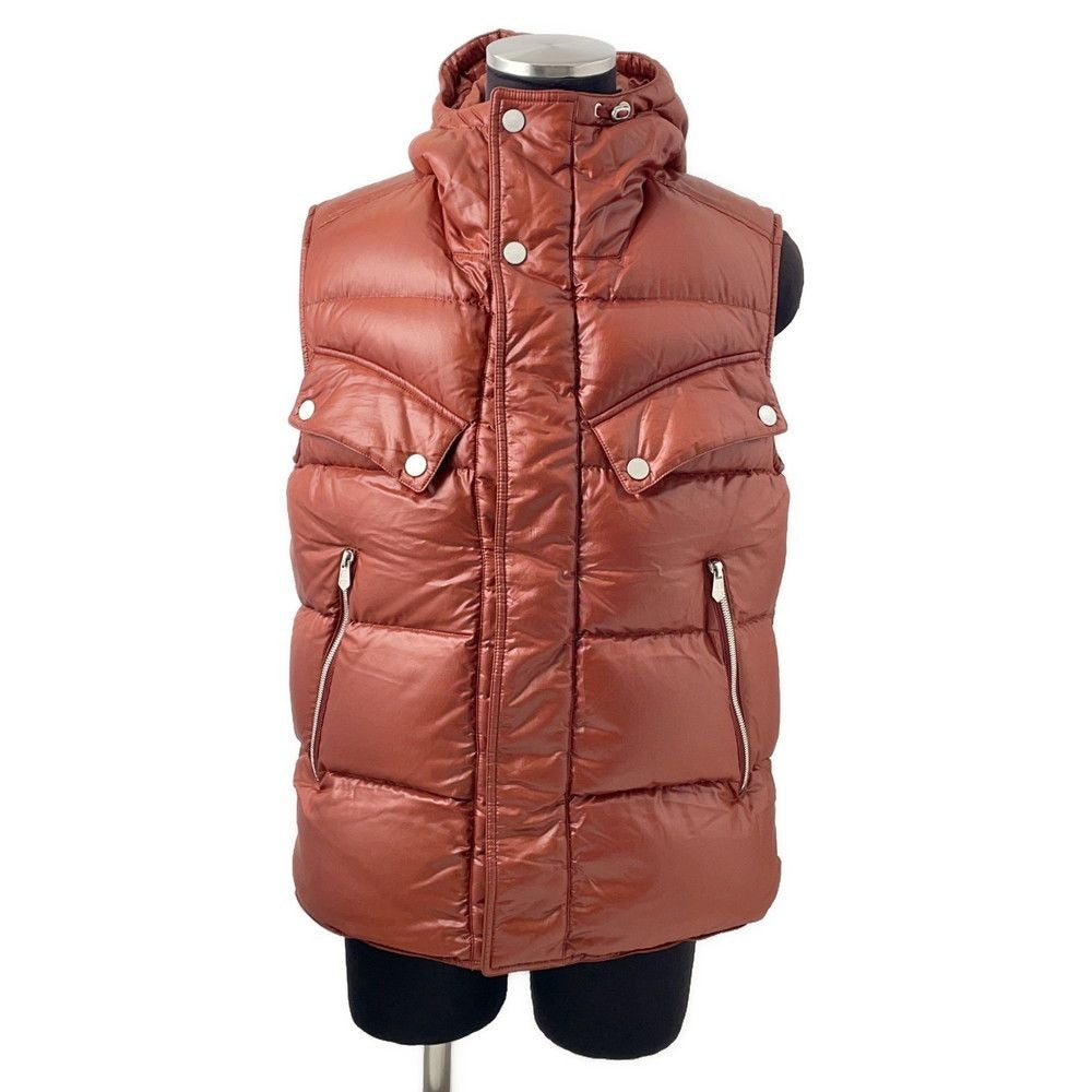 Hermes Down Vest Nylon with Hood 44 Rouge Basque