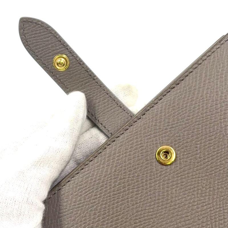 Celine Medium Strap Wallet Leather Gray Beige And Light Blue Wallet